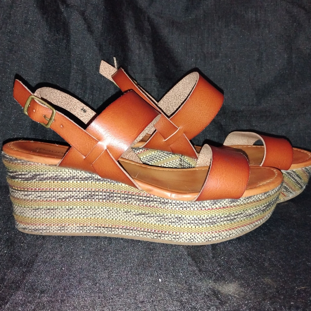 Maurices Tan and Brown Wedge Sandals
